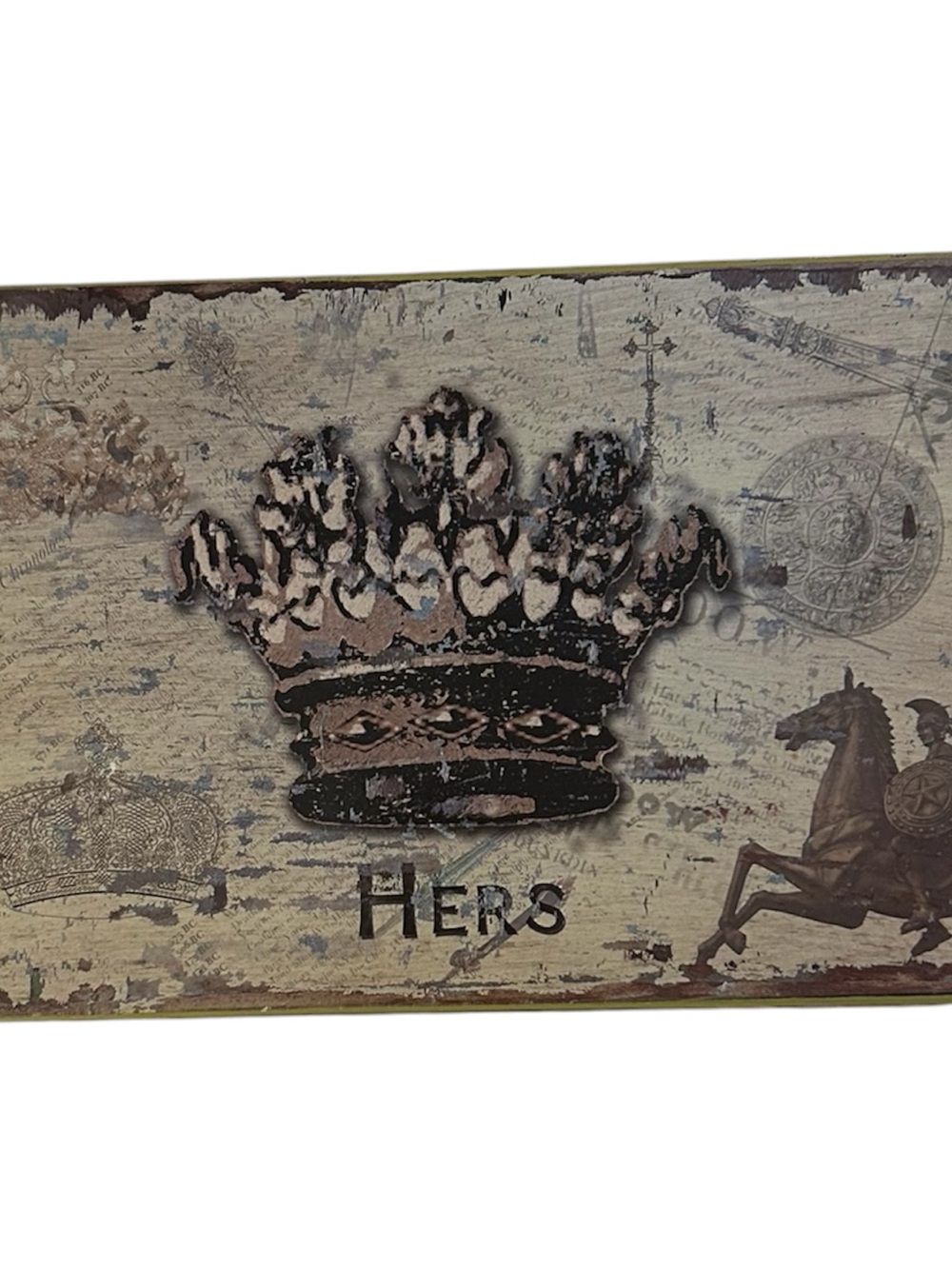 Vintage Looking Crown "Hers" Decorative Wall Plaque Muted Tones Country French - Picture 2 of 6